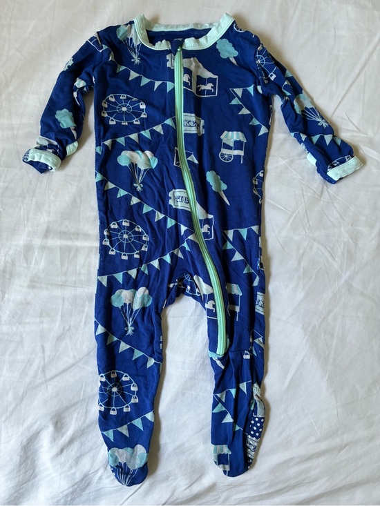 Kickee Pants Other - Kickee Pants Navy Blue Carnival-Print Footed One-Piece